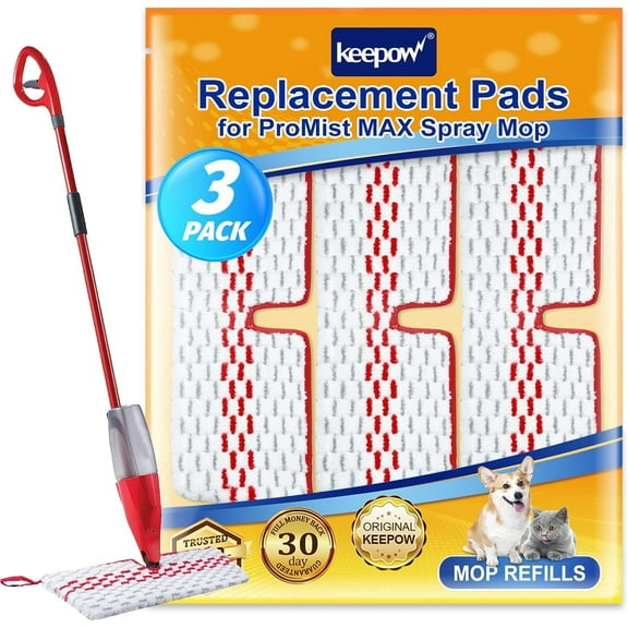 Keepow Mop Pads Replacement Compatible with O-Cedar Promist MAX Mop (3 Pack)