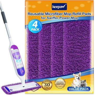 Keepow Reusable Power Mop Microfiber Chenille Pads for Swiffer PowerMop (4 Pack)