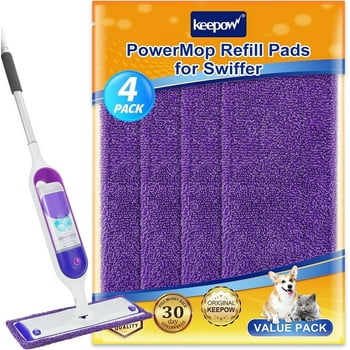 Keepow Reusable Power Mop Pads Compatible with SwifferPowerMop, 4 Pack