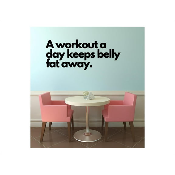 Keeps Belly Fat Away Quote Fitness Workout Success Motivation Quotes Wall Decals Healthy Lifestyle for Girls Boys Gym Home Sports Room Decor Vinyl Wall Art Stickers Decoration Size (15x30 inch)