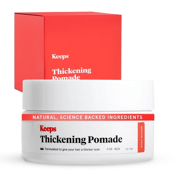 Keeps Matte Thickening Hair Pomade for Men - All-Day Medium Hold Styling Pomade with Natural Ingredients for Visibly Thicker, Fuller Hair - Biotin, Caffeine, Green Tea & Saw Palmetto - 3 oz