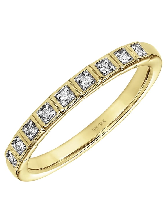 1/10 Carat T.W. Diamond Anniversary Ring in 18k Yellow Gold Over Sterling Silver