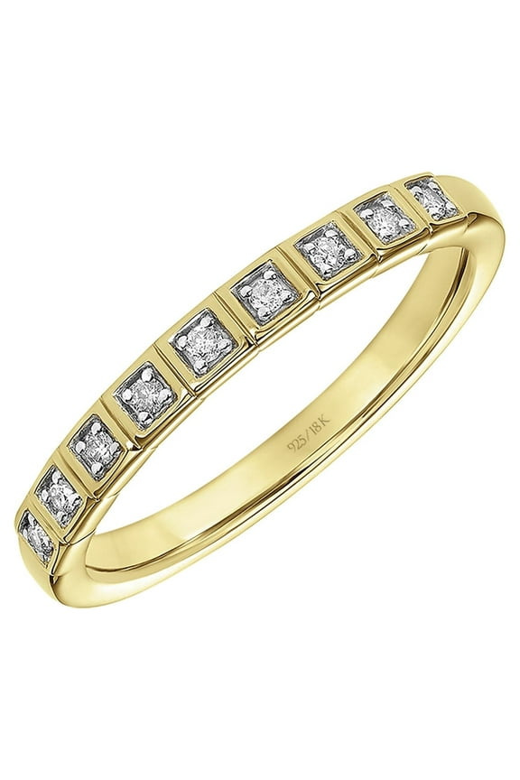 1/10 Carat T.W. Diamond Anniversary Ring in 18k Yellow Gold Over Sterling Silver