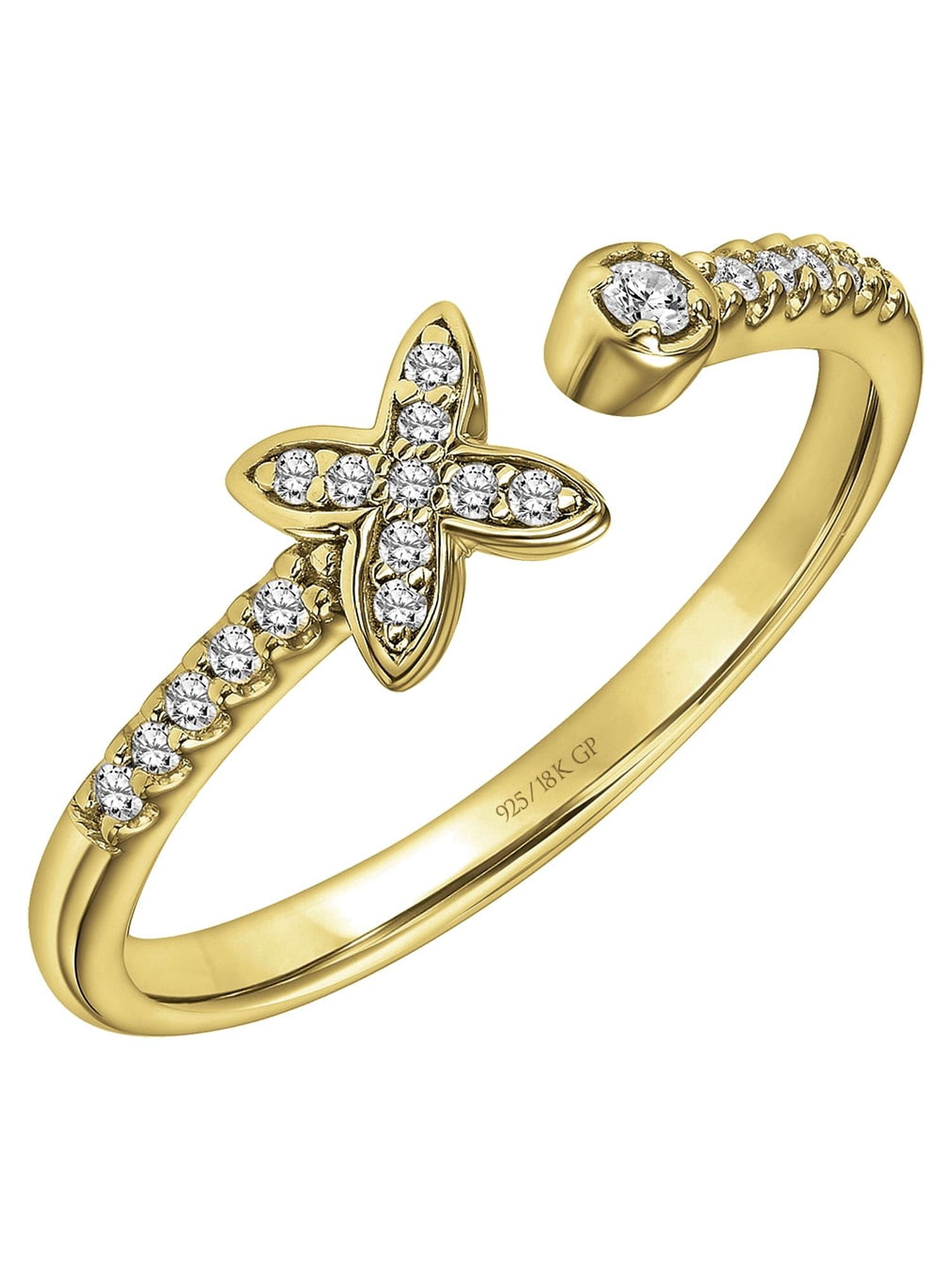 Keepsake 1/10 Carat T.W. Diamond Open Butterfly Anniversary Ring in 18k Yellow Gold Over Sterling Silver