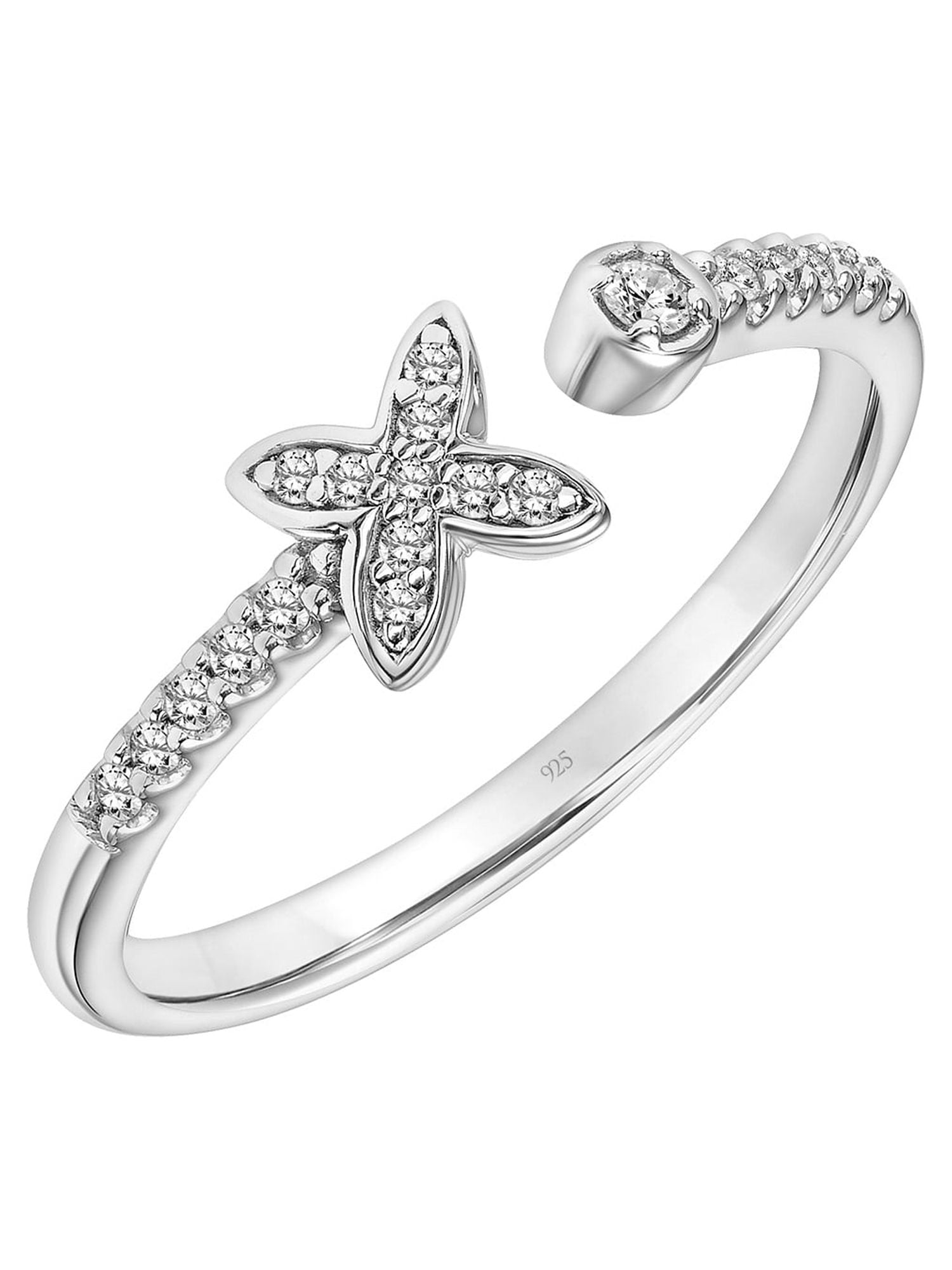Keepsake 1/10 Carat T.W. Diamond Open Butterfly Anniversary Ring in Sterling Silver