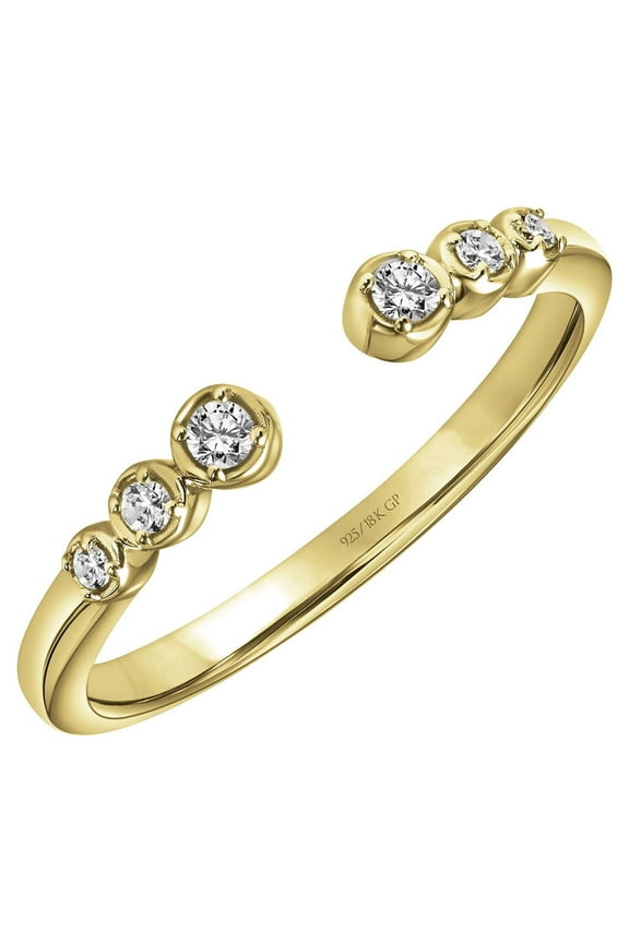 1/10 Carat T.W. Diamond Open Stacking Ring in 18K Yellow Gold over Sterling Silver