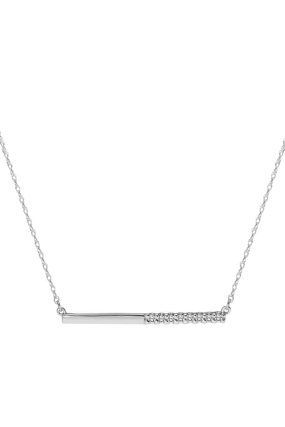 1/10ctw Diamond 10kt White Gold Bar Necklace (I-J, I3), 17"