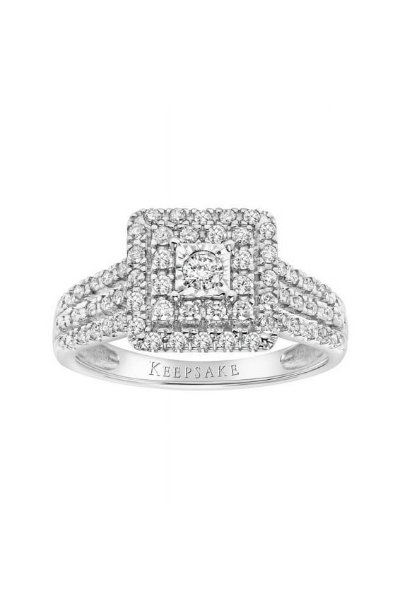 1/2ctw Certified Genuine Diamond 10KT White Gold Ladies Princess Limited Edition Ring by Keepsake