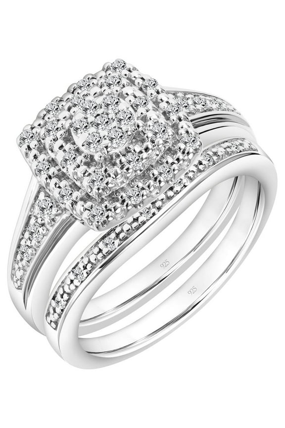 1/3 Carat T.W. Diamond Double Halo 2-Piece Bridal Set