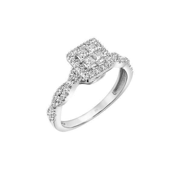 Keepsake 1/3ct tw Princess-Cut Diamond 10kt White Gold Halo Twist Engagement Ring