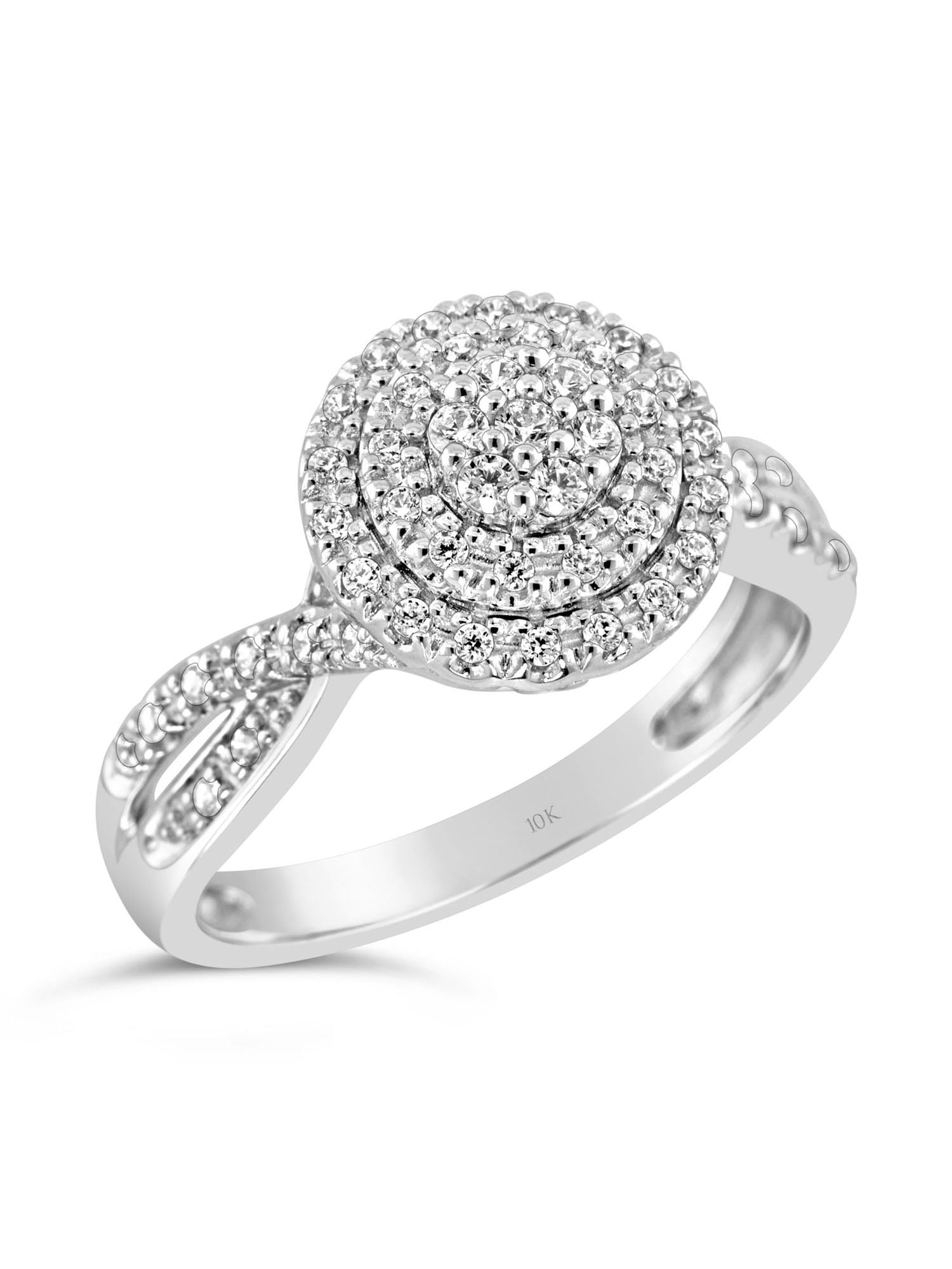 Keepsake 1/3ctw Diamond 10kt White Gold Double Halo Engagement Ring (H-I, I2)