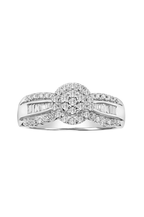 1/3ctw Diamond 10kt White Gold Halo Cluster Engagement Ring (I-J, I2-I3)