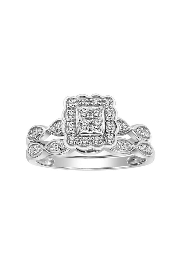 1/3ctw Diamond 10kt White Gold Scalloped Halo Bridal Set (I-J, I2-I3)