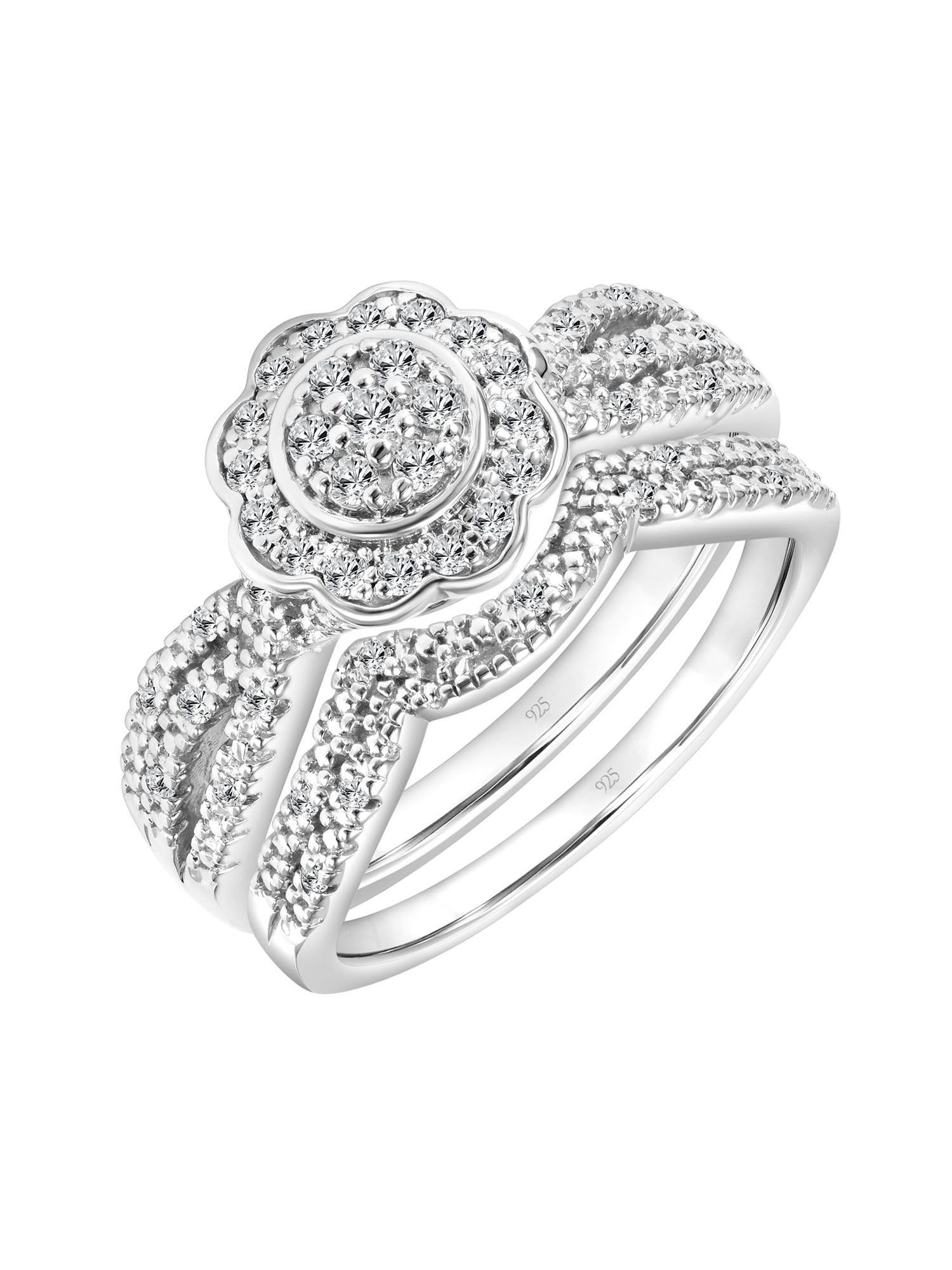 Keepsake 1/4 Carat T.W. Diamond Floral Halo 2-Piece Bridal Set