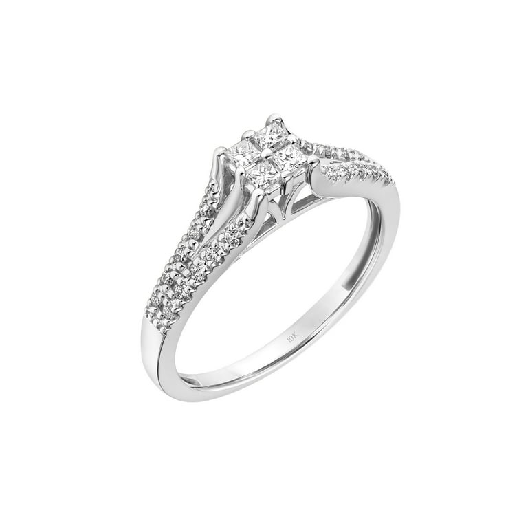 Keepsake 1/4ct tw Princess-Cut Diamond 10kt White Gold Engagement