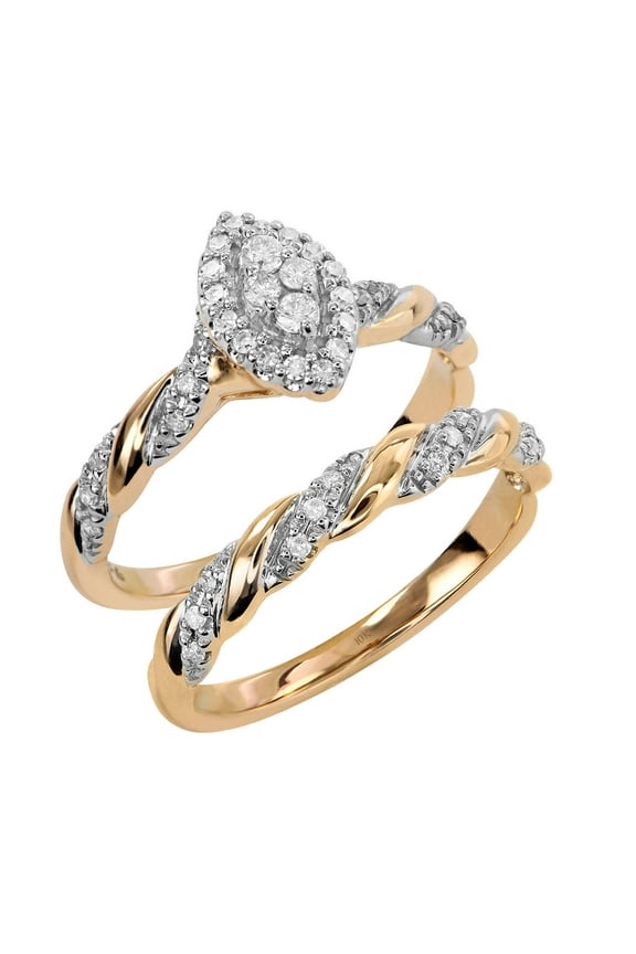 1/4ctw Diamond 10kt Yellow Gold Halo Twist Engagement Ring (H-I, I2)