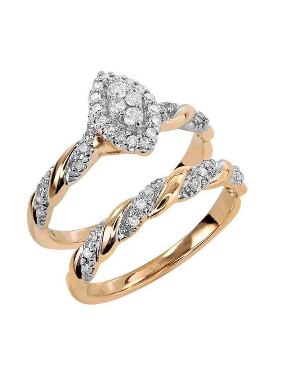 1/4ctw Diamond 10kt Yellow Gold Halo Twist Engagement Ring (H-I, I2)