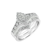 KEEPSAKE 1/5 Carat T.W. Diamond Halo Marquise-Shape 2-Piece Bridal Set in Sterling Silver
