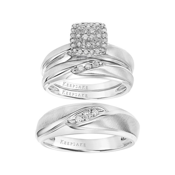 Keepsake 1/5ct T.W. Diamond "Pasadena" Bridal Trio Set, 10K White Gold, 3-Piece