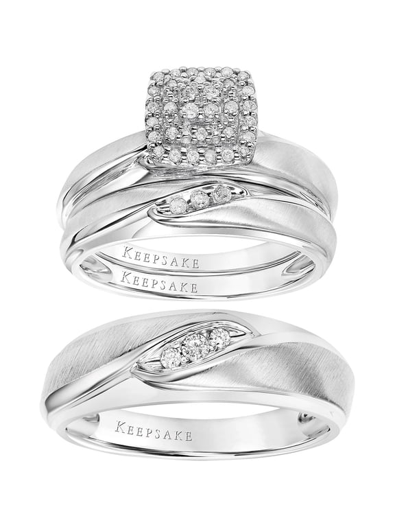 1/5ct T.W. Diamond "Pasadena" Bridal Trio Set, 10K White Gold, 3-Piece