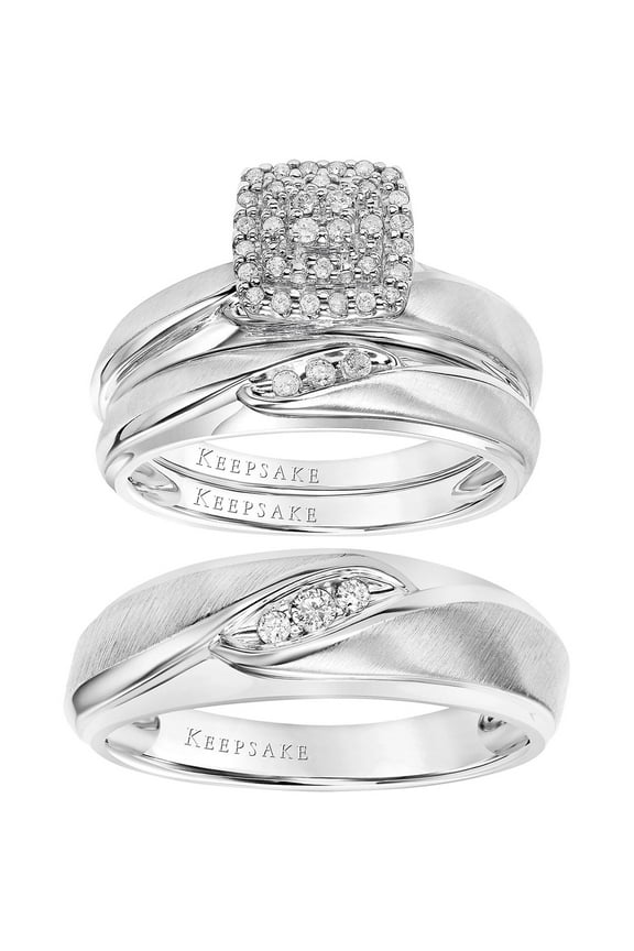 1/5ct T.W. Diamond "Pasadena" Bridal Trio Set, 10K White Gold, 3-Piece