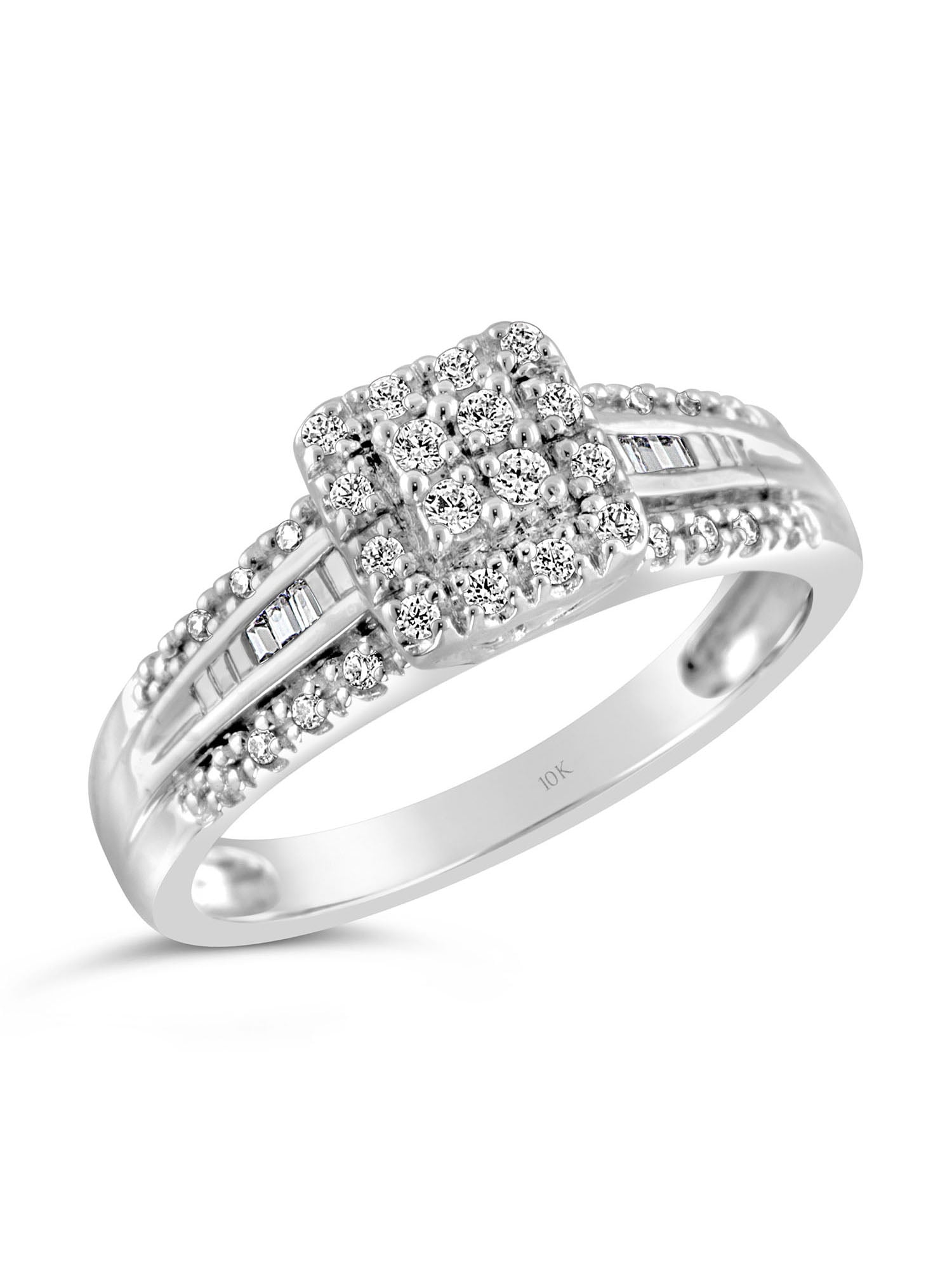 Keepsake 1/5ctw Diamond 10kt White Gold Square Halo Engagement Ring (H-I, I2)