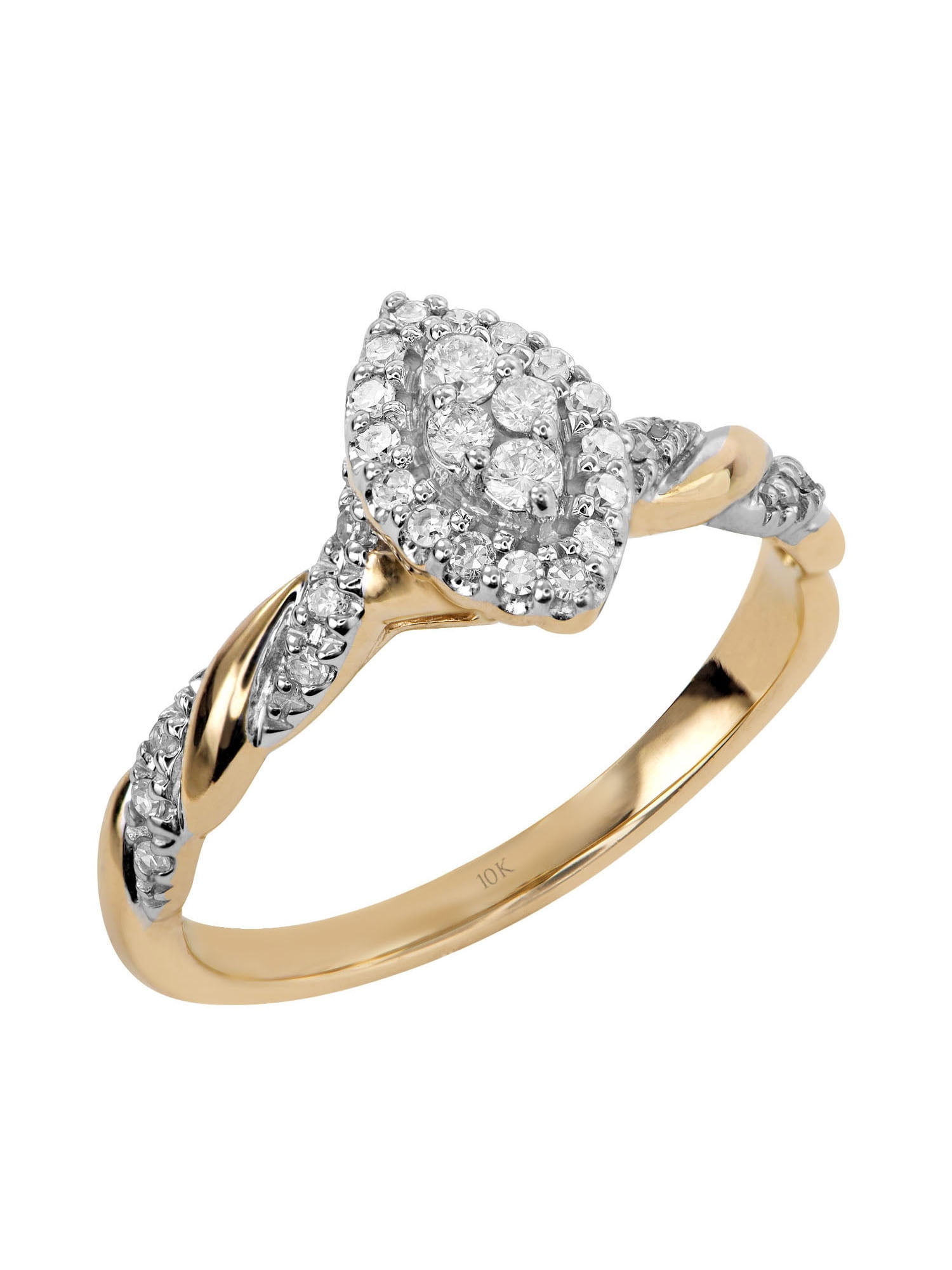 Keepsake 1/5ctw Diamond 10kt Yellow Gold Halo Twist Engagement Ring (H-I, I2)
