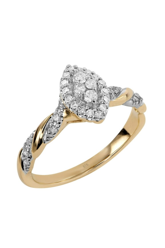 1/5ctw Diamond 10kt Yellow Gold Halo Twist Engagement Ring (H-I, I2)