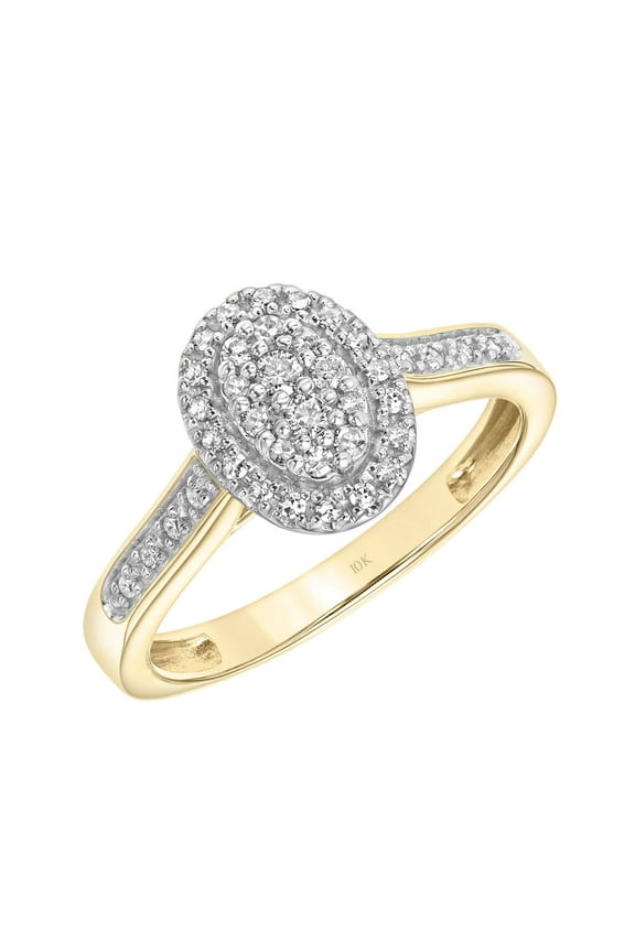 1/5ctw Diamond 10kt Yellow Gold Oval Halo Engagement Ring (H-I, I2)