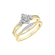 Keepsake 1/8ctw Diamond 10kt Yellow Gold Halo Bridal Set (H-I, I2)