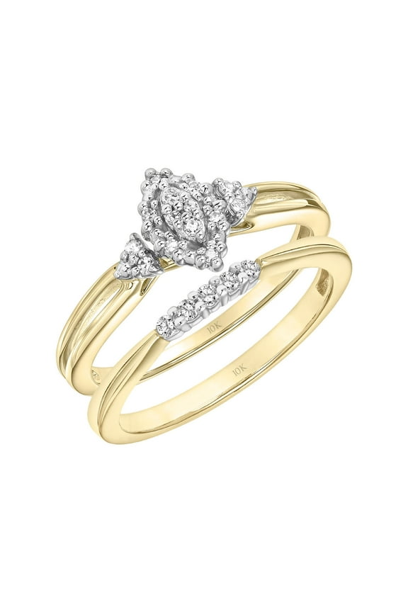 1/8ctw Diamond 10kt Yellow Gold Halo Bridal Set (H-I, I2)
