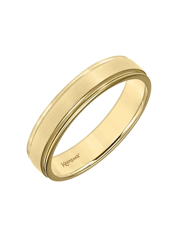 14K Yellow Gold Plated Sterling Silver 5mm Step-Edge Men's Band
