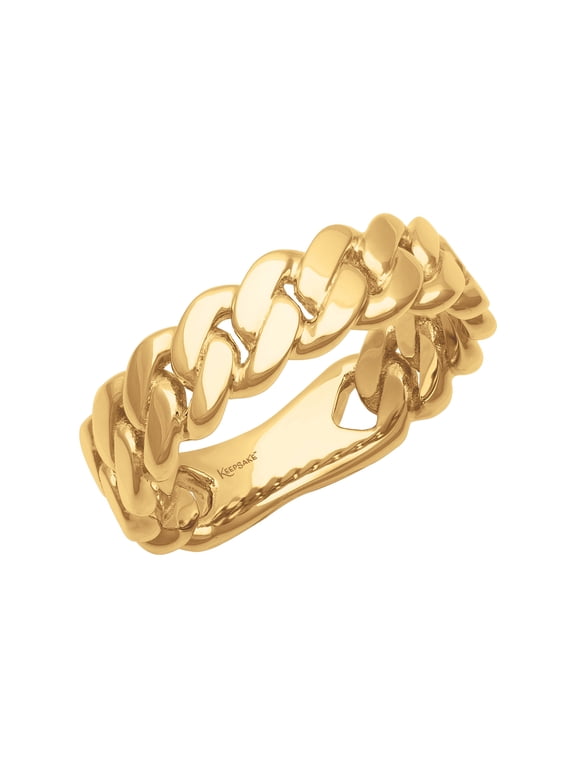 14K Yellow Gold Plated Sterling Silver Cuban Link Men's Band