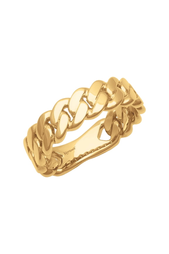 14K Yellow Gold Plated Sterling Silver Cuban Link Men's Band