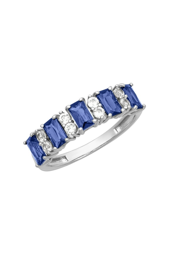 2 5/8 Carat TGW Created Blue & White Sapphire "Iris Gem" Women's Band in Sterling Silver