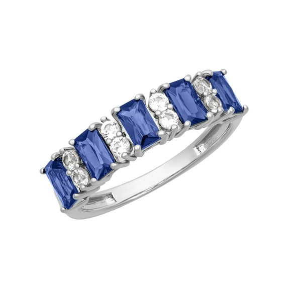 Keepsake 2 5/8 Carat TGW Created Blue & White Sapphire "Iris Gem" Women's Band in Sterling Silver
