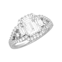 Keepsake 2 7/8 Carat TGW Created White Sapphire "Allure Gem" Women's Engagement Ring in Sterling Silver