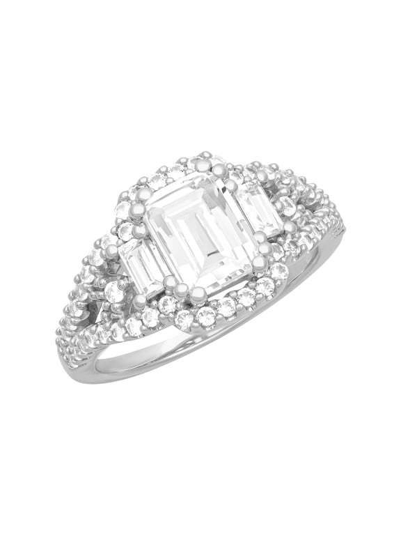 2 7/8 Carat TGW Created White Sapphire "Allure Gem" Women's Engagement Ring in Sterling Silver