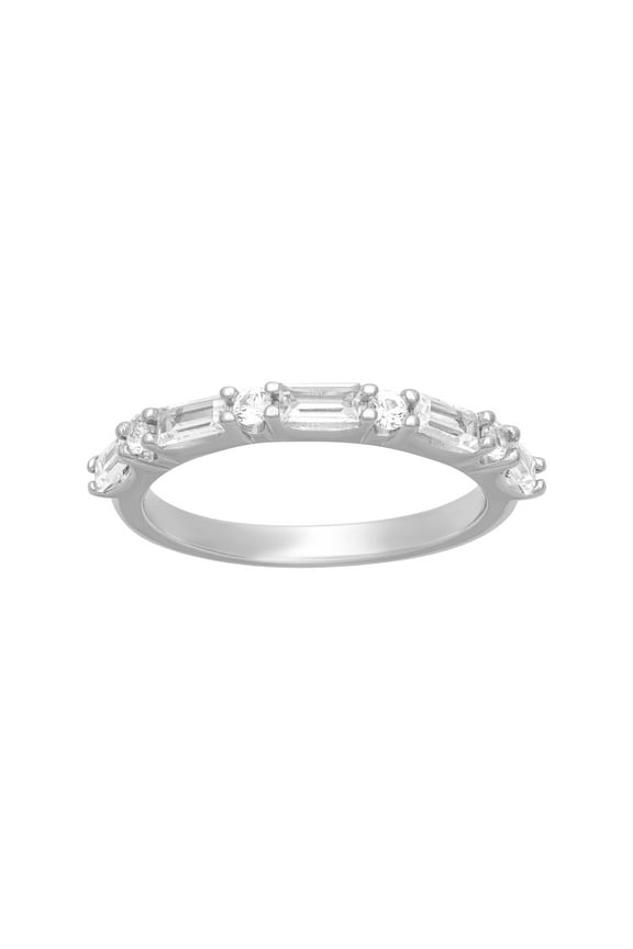 5/8 Carat TGW Created White Sapphire "Isla Gem" Women's Band in Sterling Silver