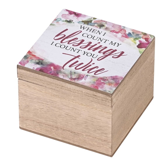 Elanze Designs I Count My Blessings - Multicolor 4 x 3 Inch MDF Wood Decorative Keepsake Box