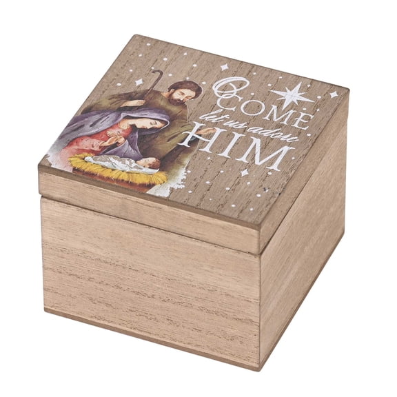 Elanze Designs O Come Let Us Adore Him - Multicolor 4 x 3 Inch MDF Wood Decorative Keepsake Box