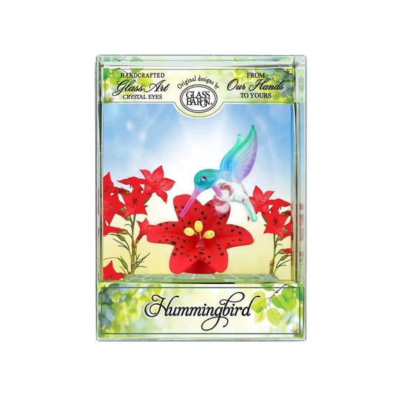 Keepsake Box Red Lily Hummingbird by Glass Baron
