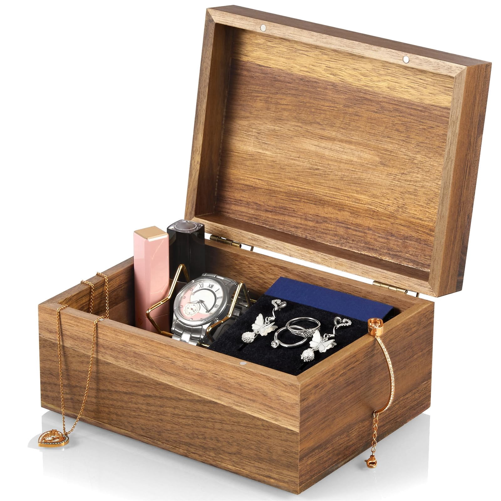 Keepsake Box  Wood Memory With Hinged Lids Wooden Small Storage 3x5 4x6 Decorative Card Bridal Shower Gifts