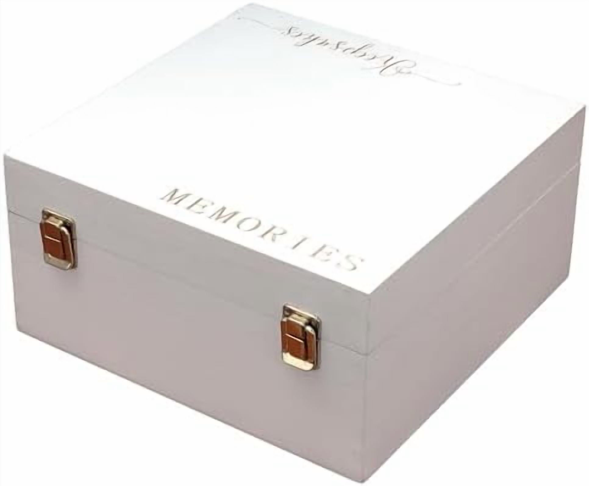 Keepsake Box for Memories, White Wooden Storage Box, Large Size