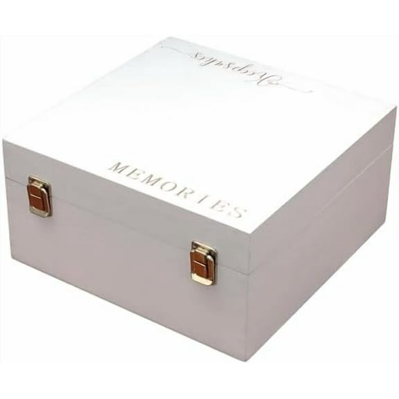 Keepsake Box for Memories, White Wooden Storage Box, Large Size
