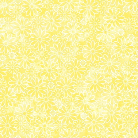 Keepsake Calico Daisy Delight 44/45 Inch 100% Cotton Daisy Pattern Floral Sewing and Craft Fabric, Yellow