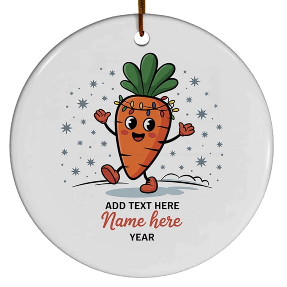 Keepsake Carrot Lovers Christmas Ornament, Custom Name Text Christmas Tree Decor, Unique Vegetable Xmas Gift for Men & Women, Circle Christmas Ornament