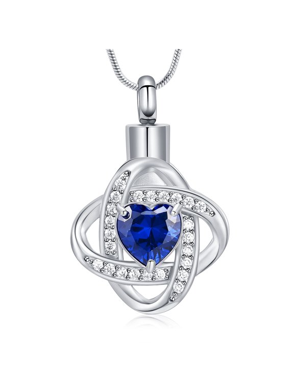 Keepsake Celtic Knot with Crystal Heart Urn Pendent for Ashes and Chain Memorial Cremation Jewelry for Ashes of Loved One Urn Necklace Lockets for Human Ashes Pet Ashes Holder