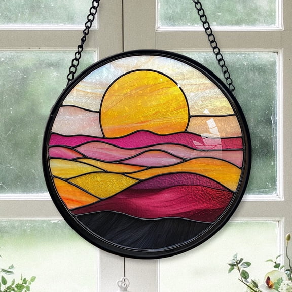 Keepsake Christmas Gift - Sunrise Sea Surfaces Stained Glass Hanging Ornament - Joy to the World Christmas Tree Decor, Holiday Gift for Mom, Dad, Friends, Family