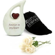 Keepsake Company Teardrop Urn with Red Heart   White Mini or Medium Urn for Human or Pet Ashes   Decorative Cremation Keepsake 3 Inches Tall, 2 3 Teaspoon Capacity